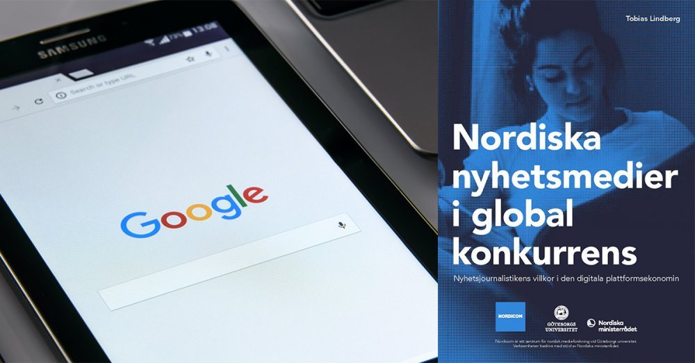 Two images: An Ipad showing Google's homepage, and the cover of the new report.