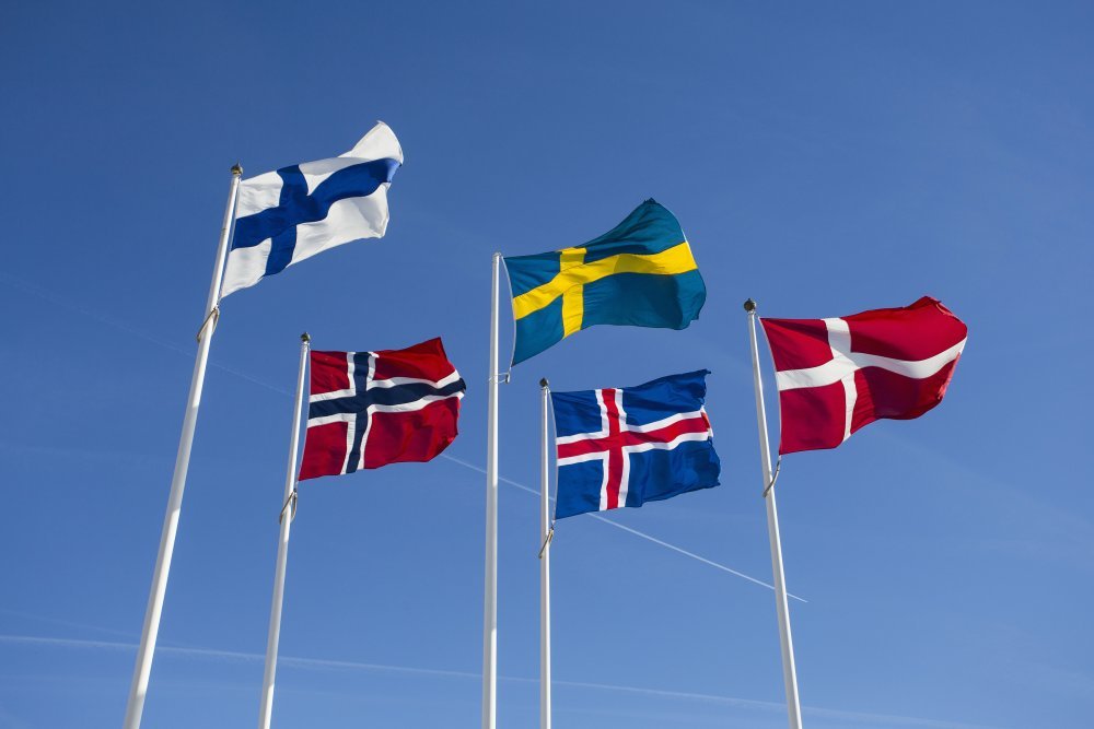 The Nordic flags.
